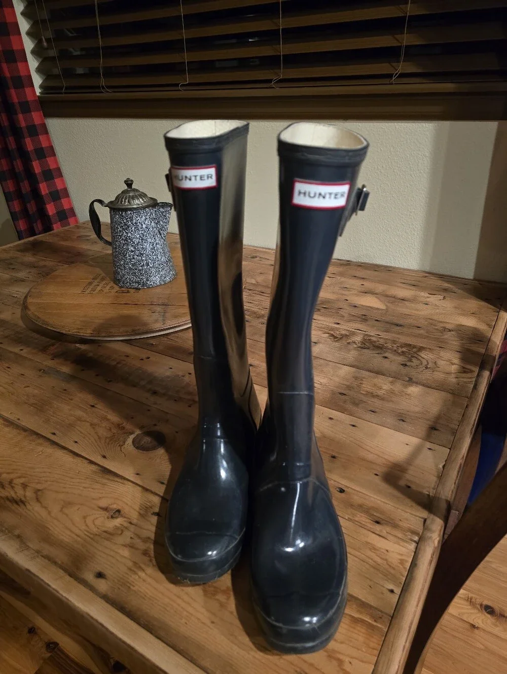 Hunter Original Tall Gloss Rain Boots Navy Blue Waterproof - US Women 11